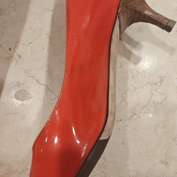 Jimmy Choo Red/Orange Patent Kitten Heels - Size 37 EU (6.5 US) - Picture 5 of 12